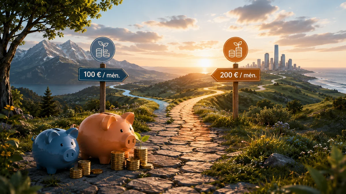 100 ir 200 eurų mėnesinio investavimo pasirinkimai ilgalaikiame kaupimo kelyje
